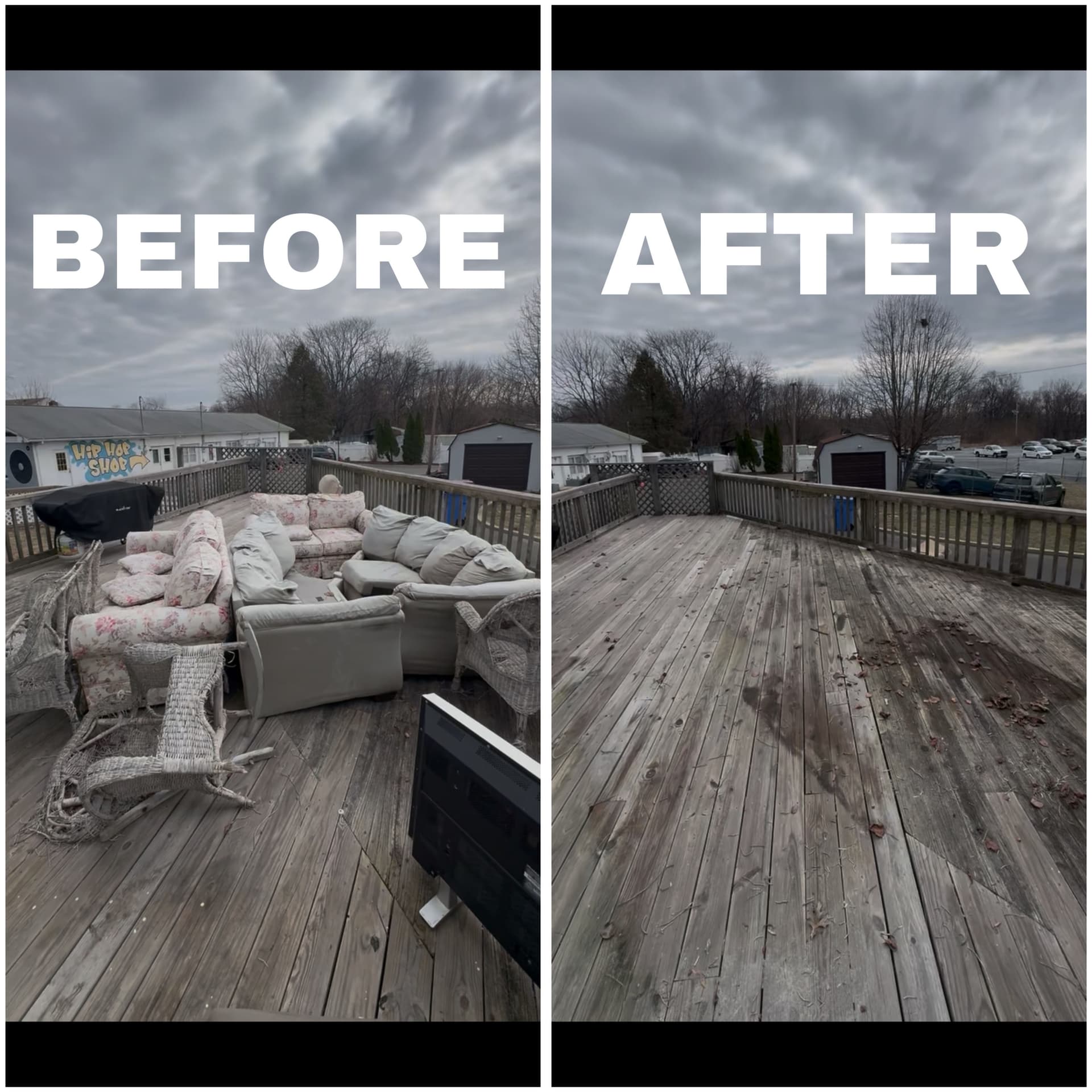 Old Patio Furniture Hauled Off a Cluttered Deck image